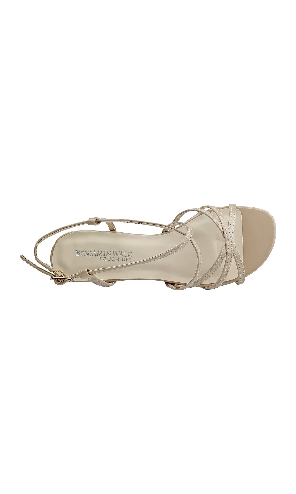 Top view of Eileen Nude Strappy Prom Shoes: Touch Ups 4190—a nude formal heel with ankle buckle closure and open toe design, perfect for prom or special occasions.